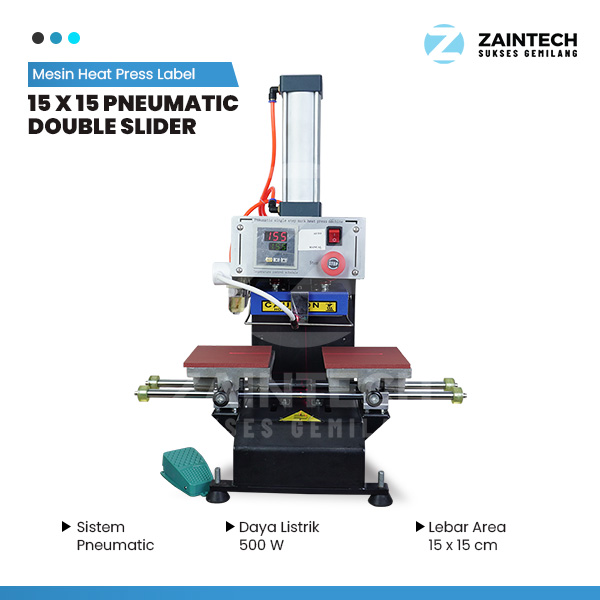 Mesin Heat Press Label 15 X 15 Pneumatic Double Slider